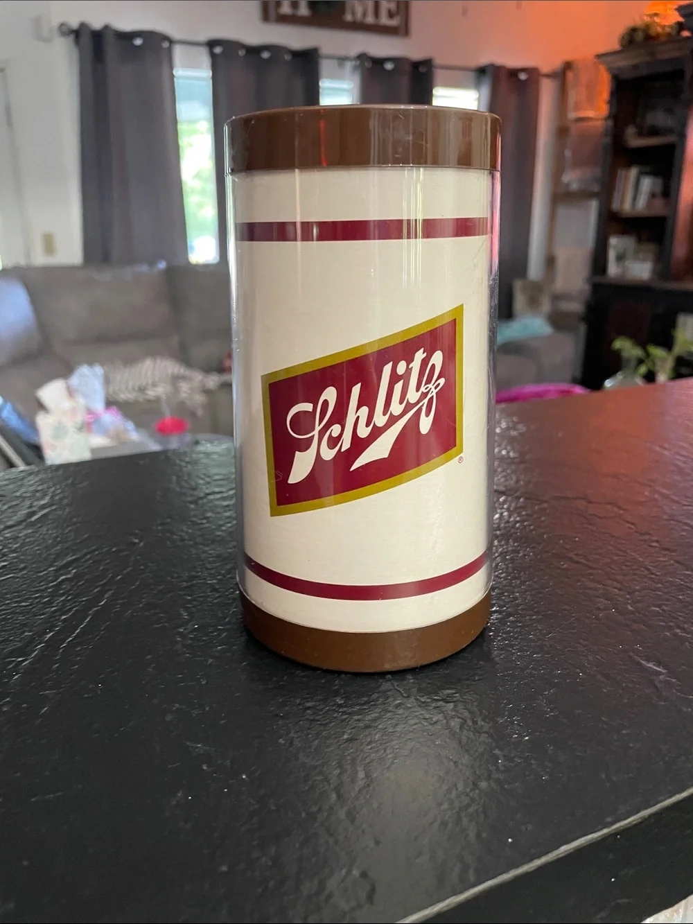 Schlitz Vintage Insulated Travel Mug - Cream & Brown